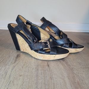 Sofft Leather Wedge Sandals Size 8.5